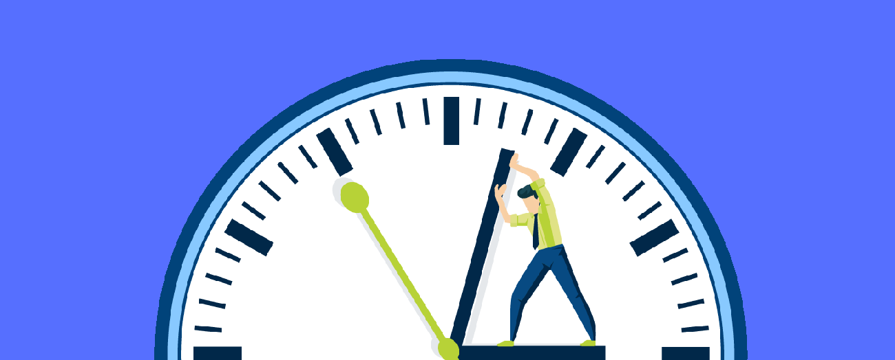 Man pushing clock hour hand